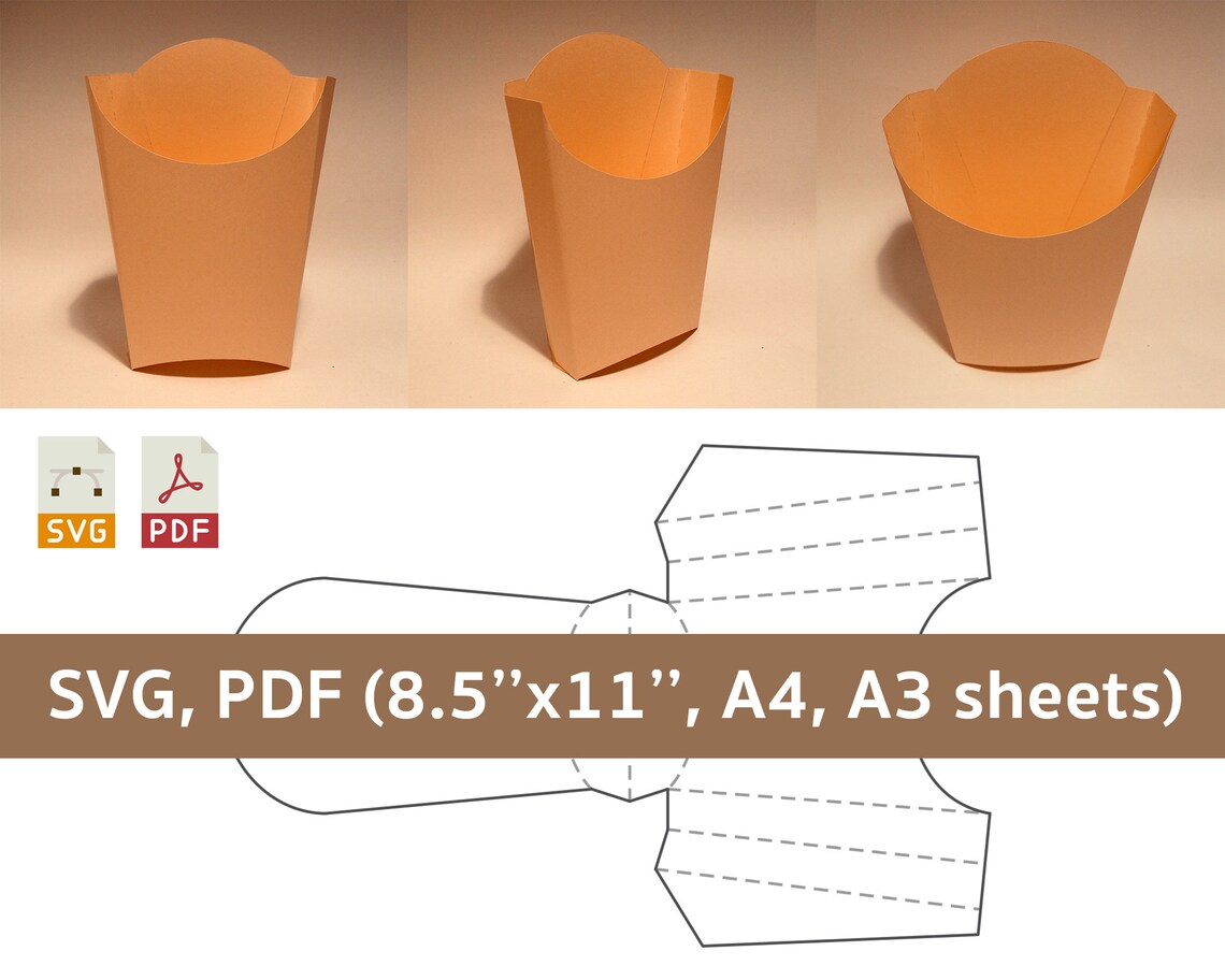 French fries box template french fry box chips box chip Etsy