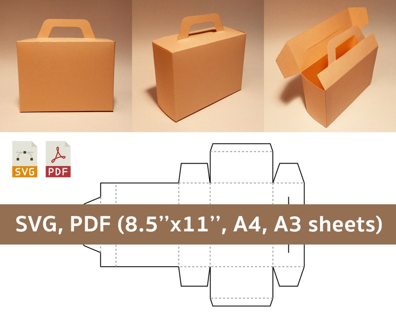 Briefcase box template gift box with handle briefcase gift Etsy