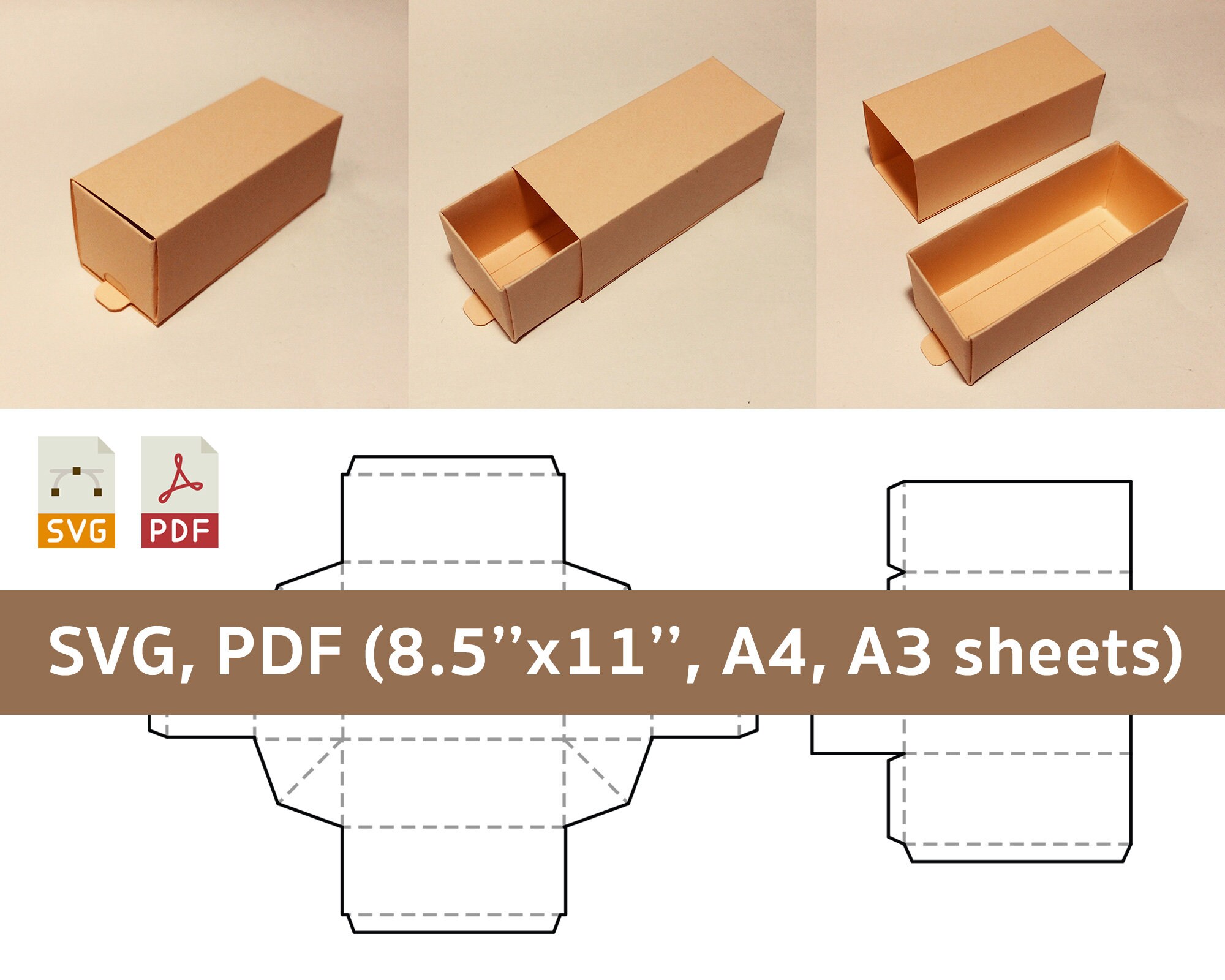 Download Drawer Box Template Slide Box Drawer Gift Box Slider Box Etsy
