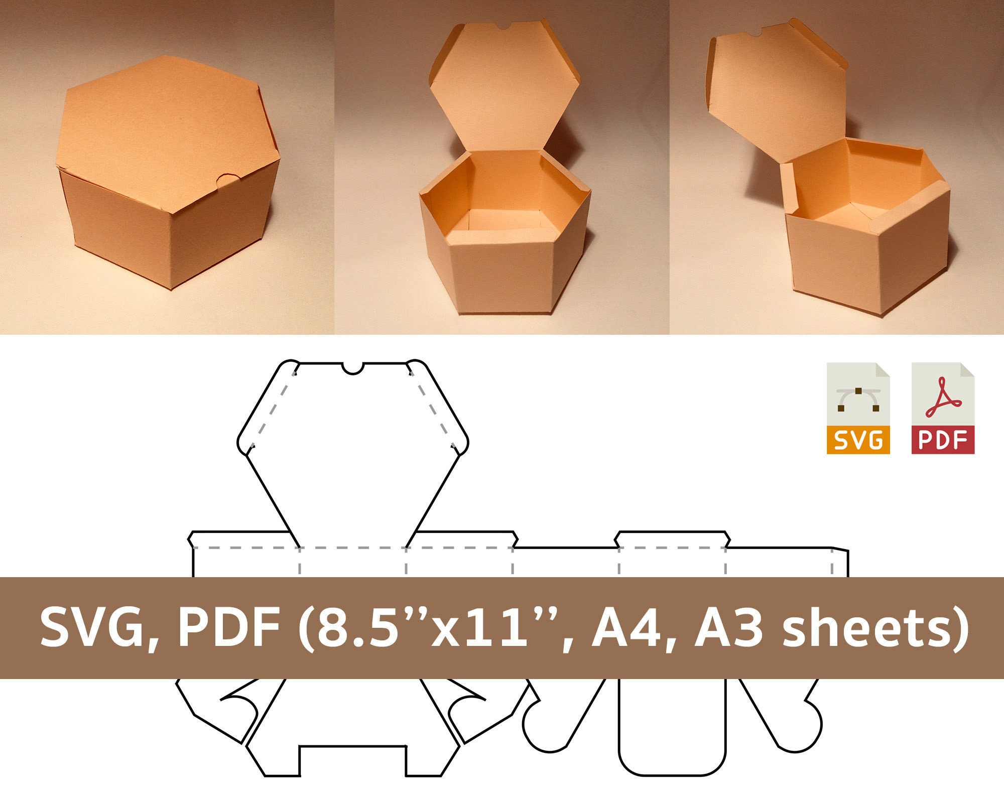 Hexagon box template hexagonal box template hexagon gift Etsy Hexagon box template hexagonal box template hexagon gift Etsy