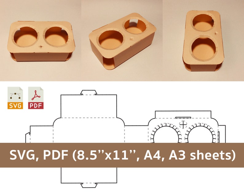 Cup Holder Template Two Cup Holder Coffee Cup Holder Paper Etsy New