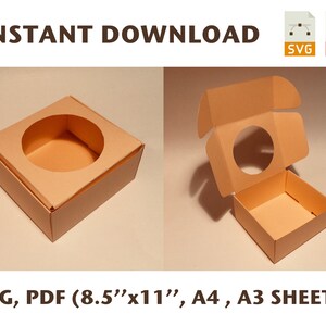 Download Cake Box With Window Template Bakery Box With Window Pastry Etsy