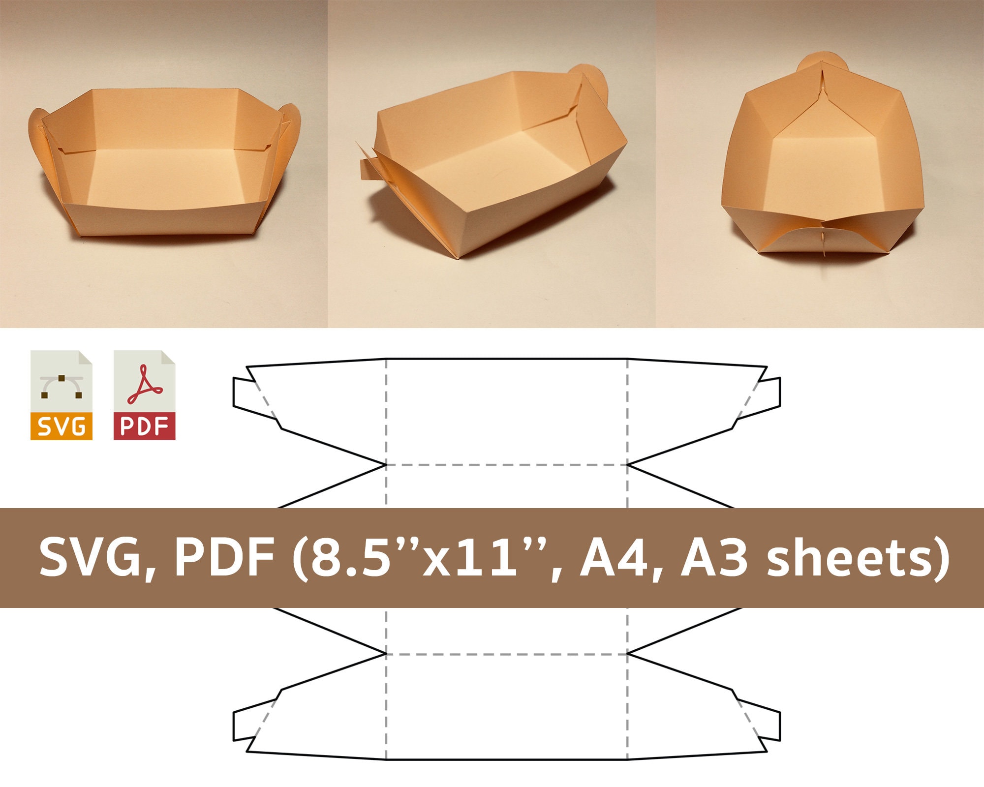 Paper tray template cookie tray snack tray chips tray Etsy