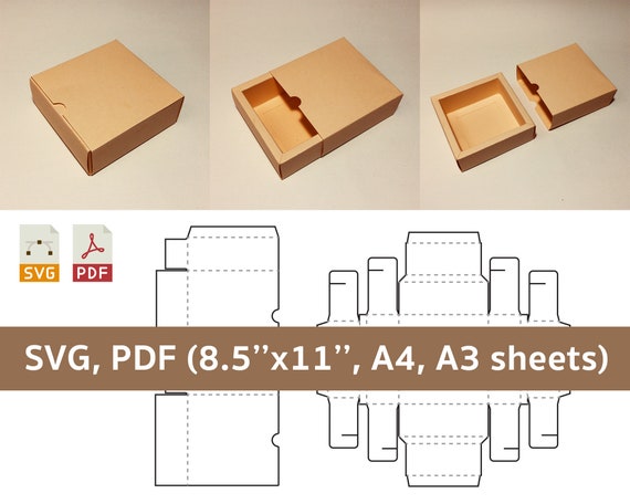 Slide box template drawer box drawer gift box slider box | Etsy