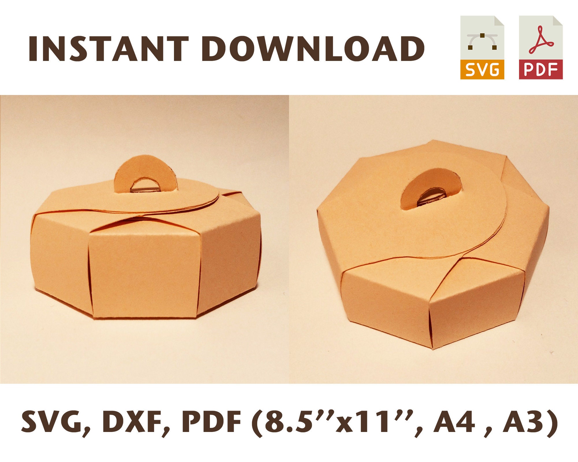 Round box template round gift box circle box circle gift Etsy