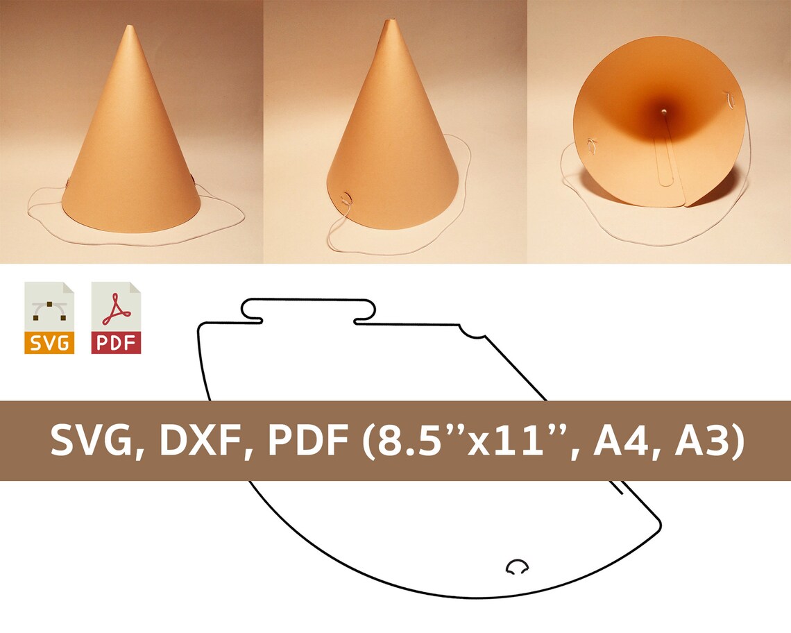 Party hat template birthday hat cone hat paper hat | Etsy