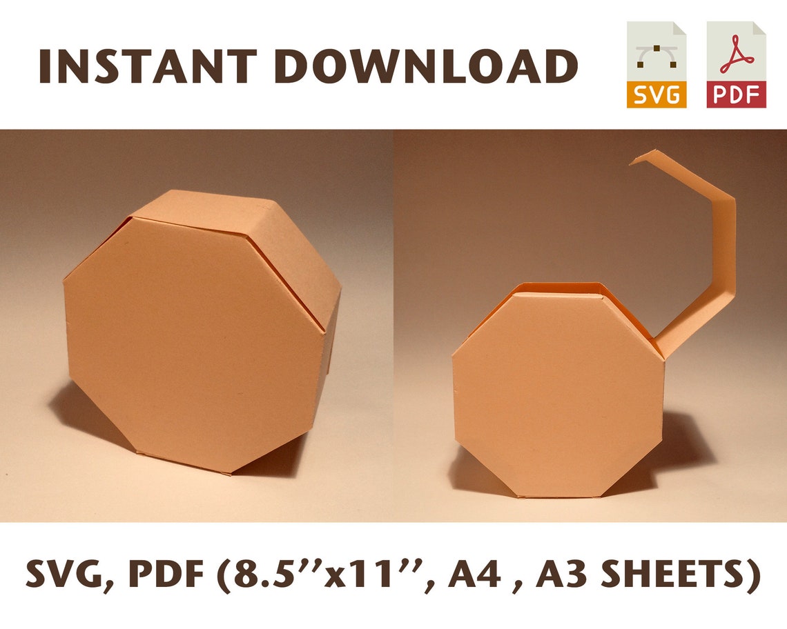 Octagon Box Template Octagonal Box Octagon Bag Octagonal Etsy