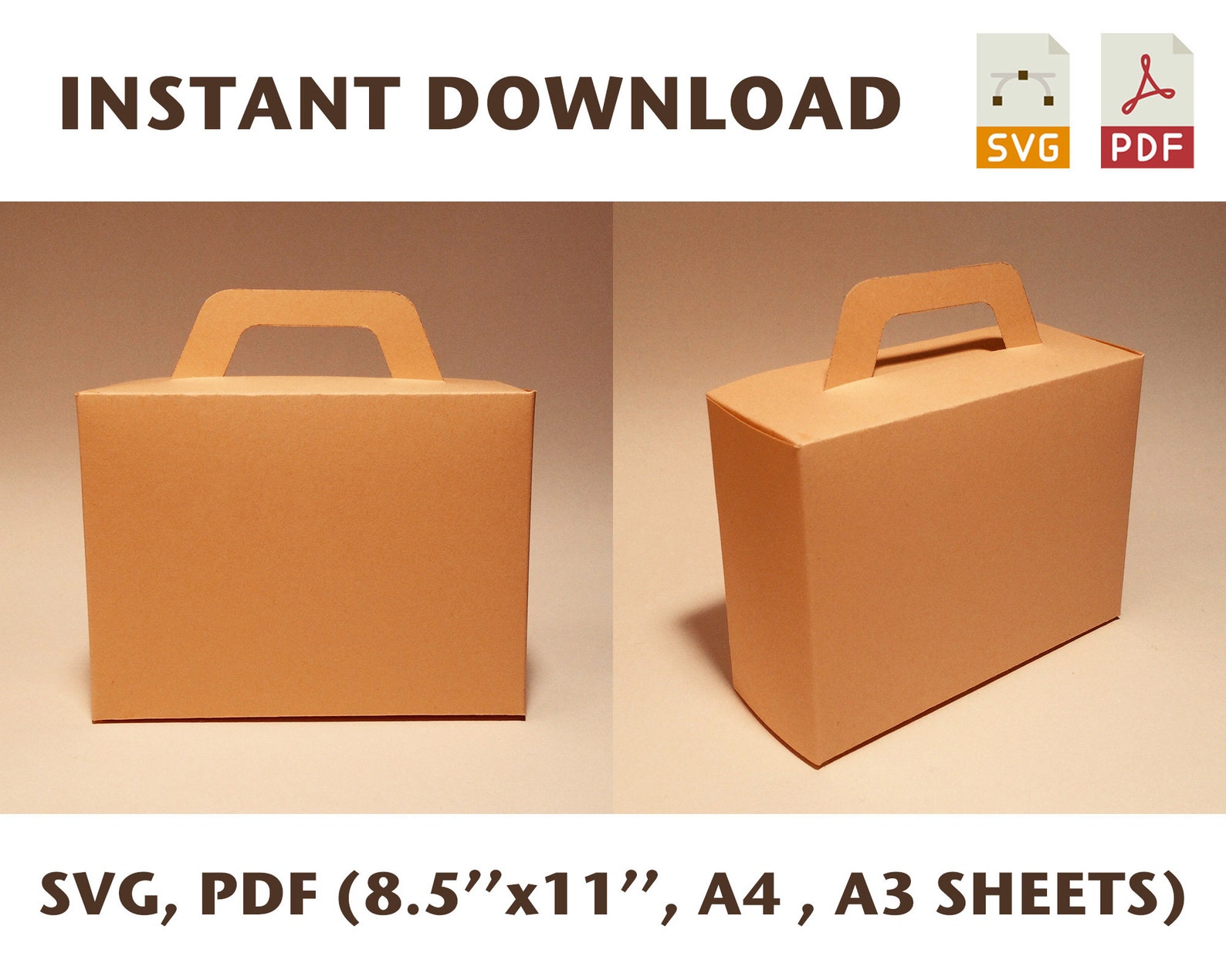 Briefcase box template gift box with handle briefcase gift Etsy