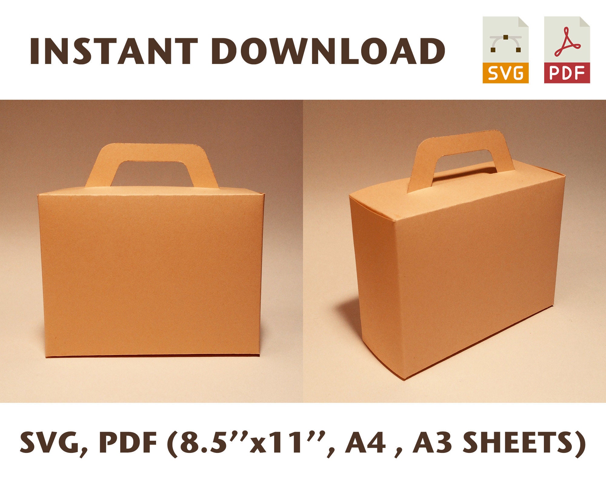 Briefcase box template gift box with handle briefcase gift Etsy