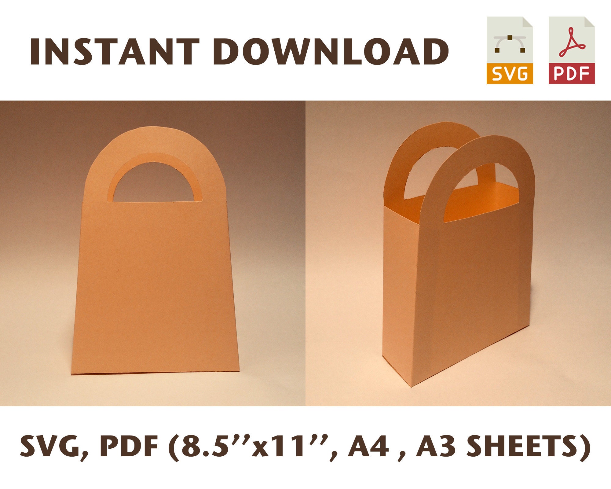 Paper bag template carrier bag gift bag paper box gift Etsy