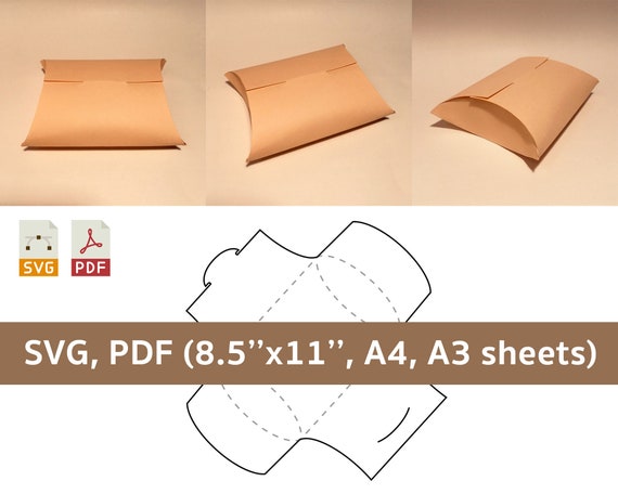 Folded Pillow Box Template Favor Box Wedding Favor Box Gift Etsy