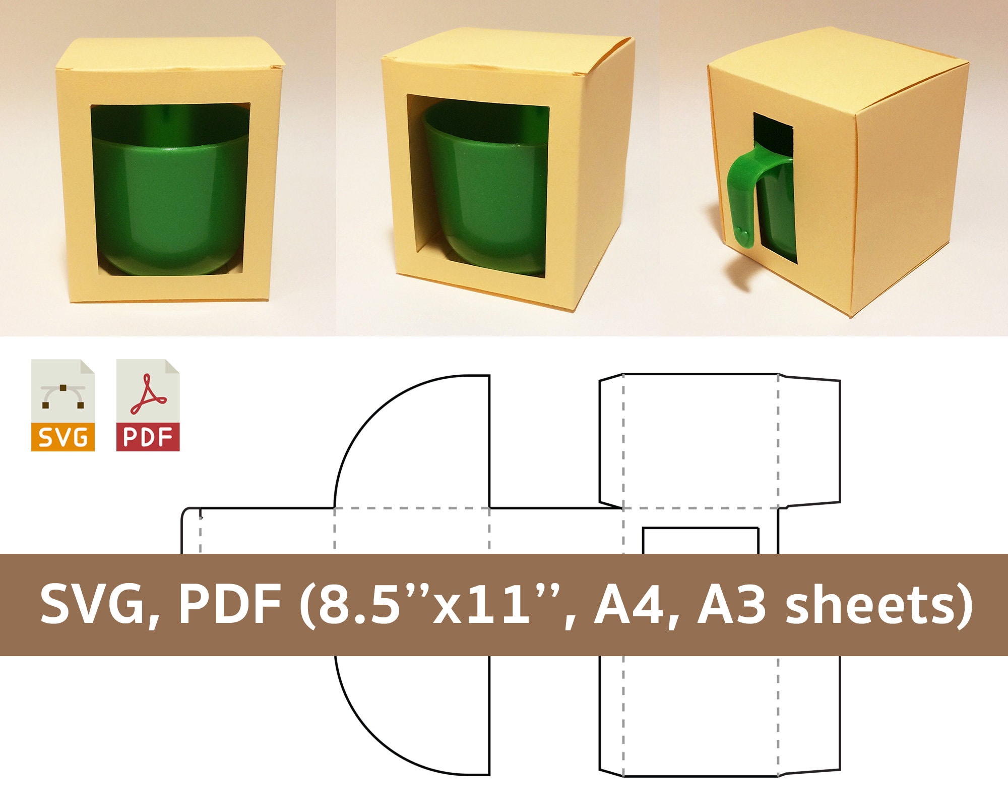 Download Mug Box Template Cup Box Mug Gift Box Cup Gift Box Coffee Etsy