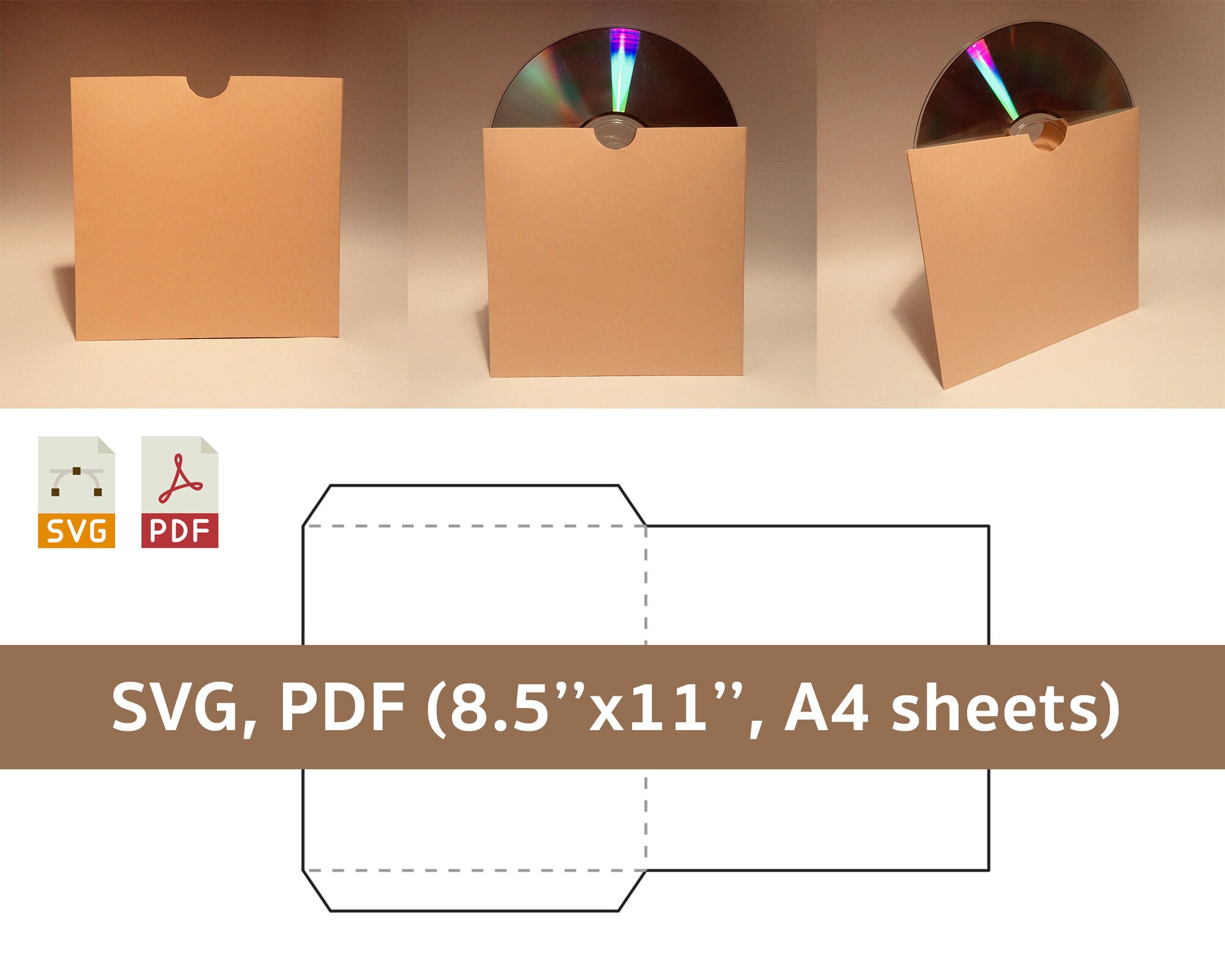 Cd Case Template Dvd Case Cd Envelope Dvd Envelope Cd Box Etsy