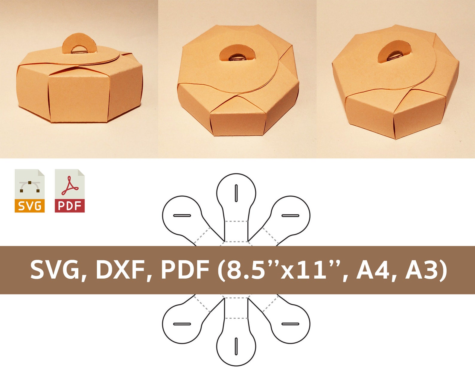 Round box template round gift box circle box circle gift Etsy