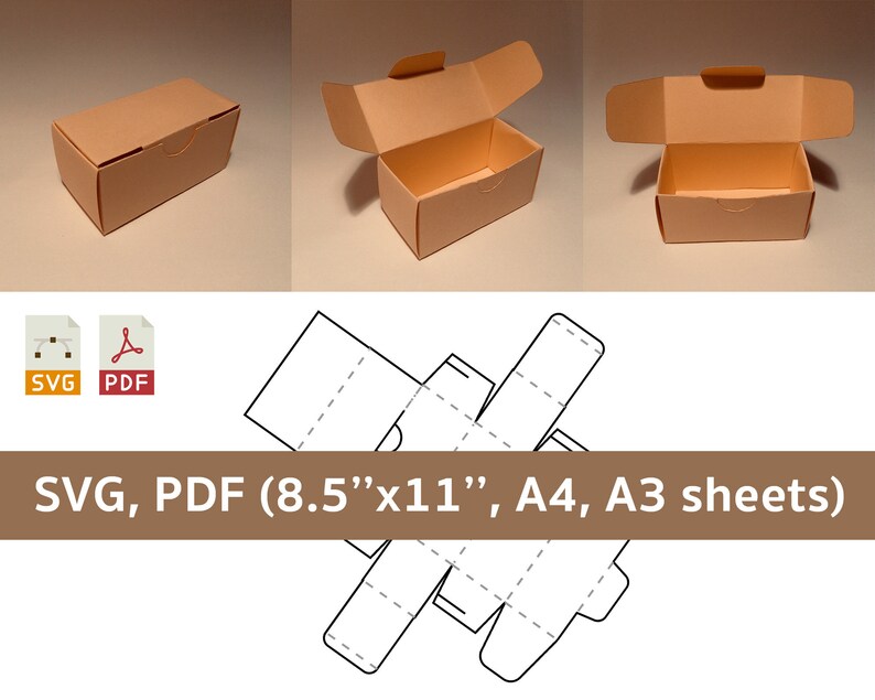 Storage box template clamshell box rectangle box Etsy