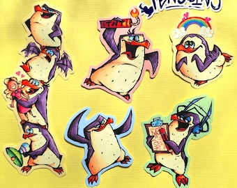 THE PENGUINS STICKERS!! (5 piece set!)