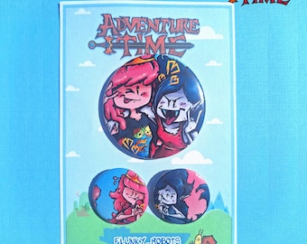 Princess Bubblegum and Marceline BUTTON BADGES!! (3 Piece Set!)