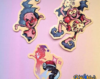 HOLOGRAPHIC Mime Jr. and Mr. Mime POKEMON STICKERS!! (3 piece set!)