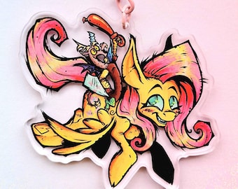 Fluttershy and Discord 3" Clear Acrylic Keychain!!