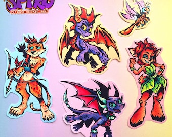 SPYRO and Friends STICKERS!! (5 piece set!)