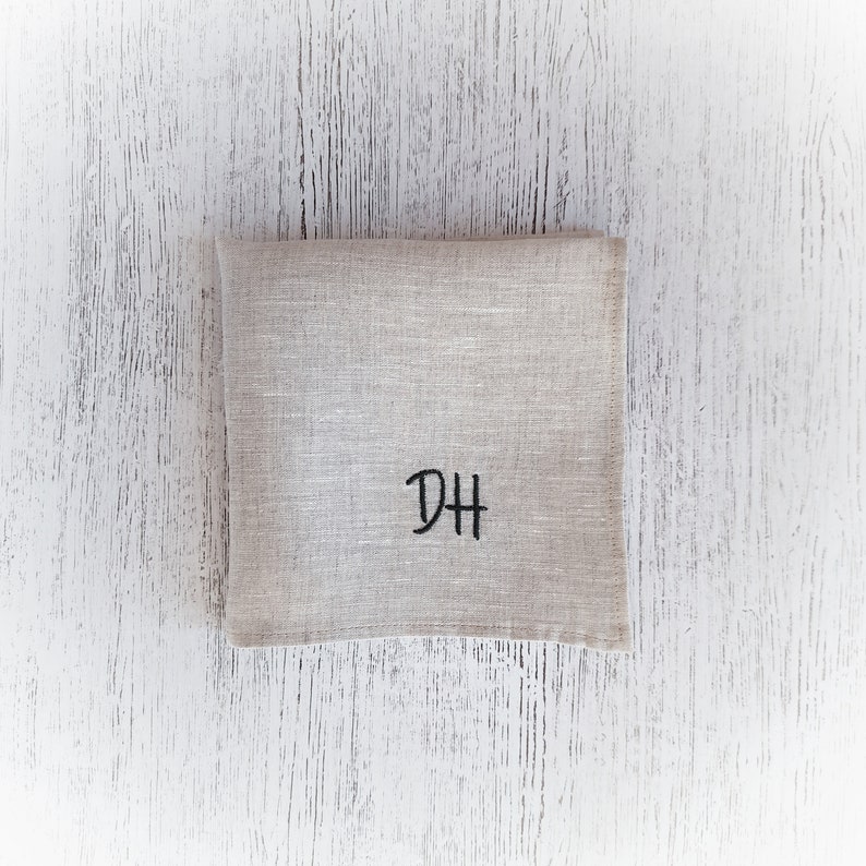 organic not perfect linen 100/% Monogrammed linen handkerchief Natural