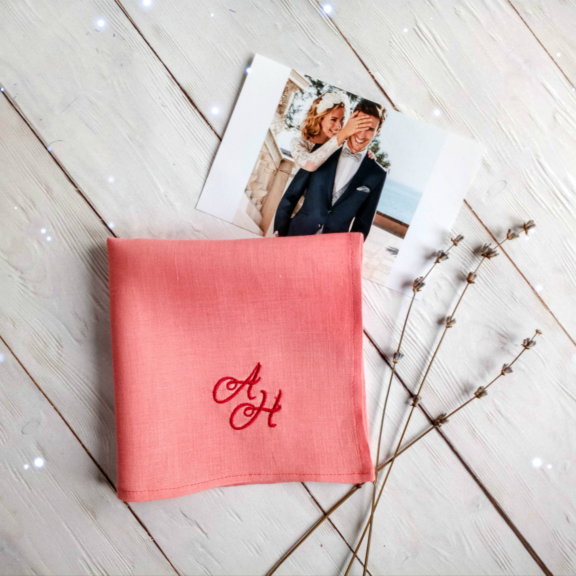 Pink handkerchief women mother hanky groom gift Etsy