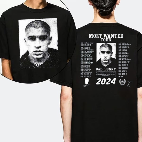 Bad Bunny Most Wanted Bunny Tour 2024 Shirt, Bad Bunny 2024 Concert Sweatshirt, Most Wanted Bad Bunny Tour T-Shirt