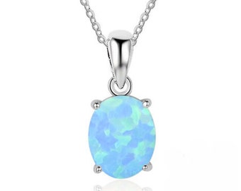 Rainbow synth Opal Chain pendant Round