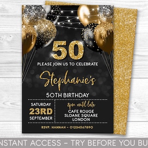 Nelbiirth Happy 50th Birthday Black & Gold Glitter Swirls Streamers Party  Decorations - 15 Pcs 50th Birthday Hanging Swirls Streamers Kit,Cheers to