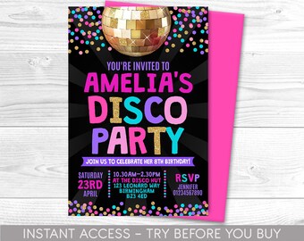 Disco Party Uitnodiging, Gepersonaliseerd, Afdrukbaar, Digitaal Bestand, Dansfeest Uitnodigen, Party Uitnodiging, Disco Party, Instant Access