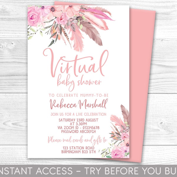 Virtual Baby Shower Invitation Etsy