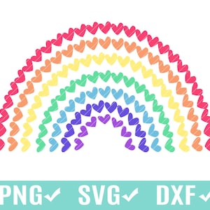 Rainbow SVG, Hearts SVG, Rainbow Clip art, Heart Rainbow clip art, dxf png Cricut Vinyl Sublimation, Window Decal, Thank You, Positivity