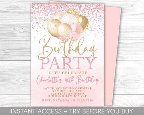 Biglietti Inviti per Festa Compleanno Rosa – PrintServis