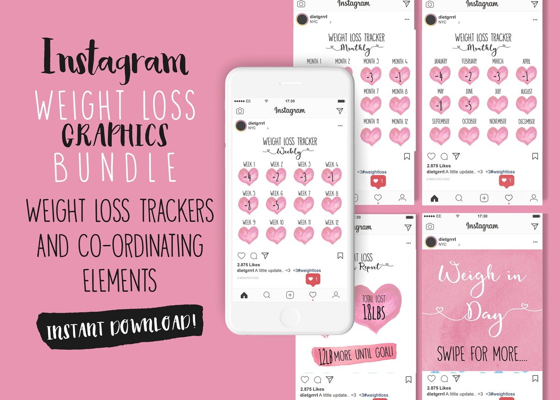 Instagram Weight Loss Tracker Diet Chart Digital Download Etsy Canada