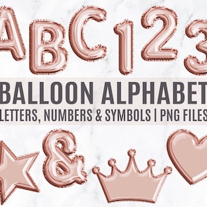 Rose Gold ballon alfabet clip art, Rose Gold ballon letters, Rose Gold folie alfabet, Rose Gold letters, Ballon clipart, ballon cijfers