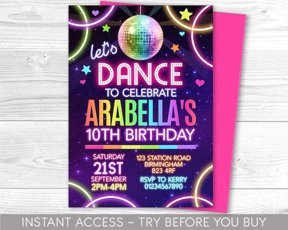 Dance Party Invitations Printable Free