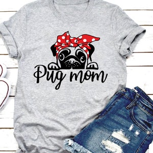 Pug Mom SVG, PNG, Cutting Digital File, silhouette, Clip Art, Cricut, Cute headscarf Pug Clip art Vintage