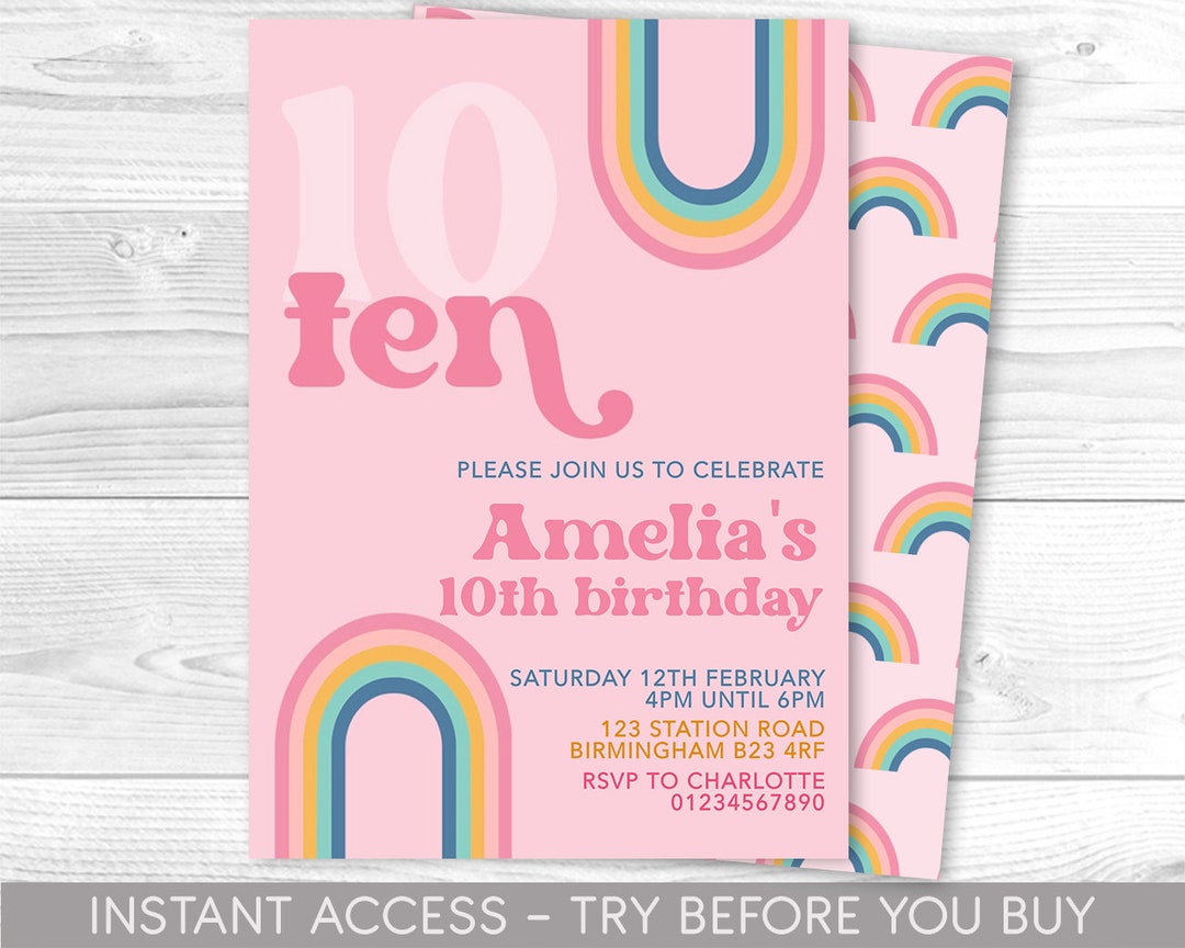 Printable 10th Birthday Invitation Templates Free