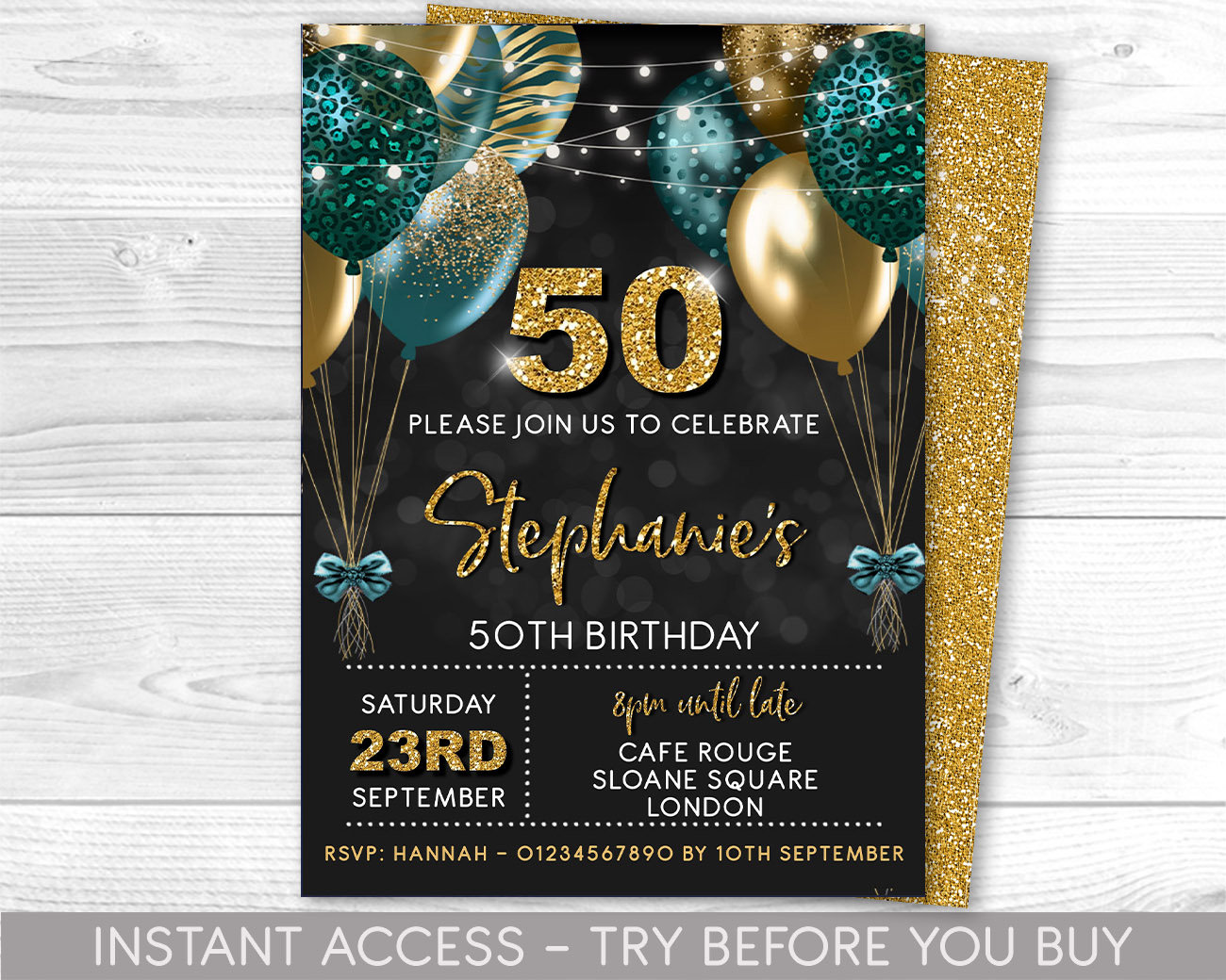 21st Birthday Invitation Editable 21st Invite Teal Green Gold Etsy