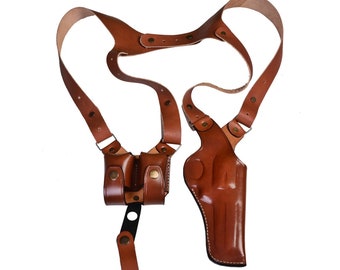 Leather Shoulder Holster Fits SW Model 686, 586 357 Mag - SpeedLoader - Genuine Leather - Revolver Shoulder Holster