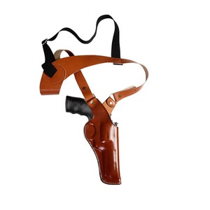 Leather Shoulder Holster Fits SW Model 686, 586, 60 - SpeedLoader - Genuine Leather - Revolver Shoulder Holster