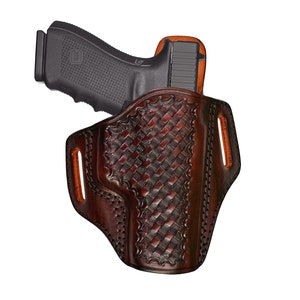 Leather Holster Fits CZ 75B, 75D, SP01, P01, P07, P10S, Shadow 2, 2075 Rami - Genuine Leather - Basket Weave