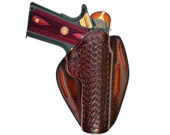 Funda de cuero hecha a mano: Springfield XD, XDS, XDM, 1911 - Tejido de cesta