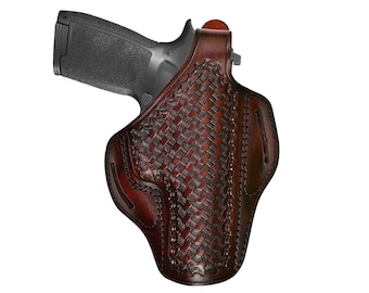 Colt 1911 Leather Holster - Basket Weave - 1911 Belt Holster -  Genuine Leather