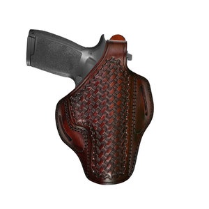 Leather Holster For Canik TP9 - Genuine Leather - Thumb Break - Basket Weave
