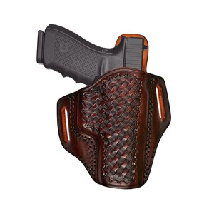 Leather Belt Holster Fits Sig Sauer P226, P229, P365, P320, P250, P238, P239, P938, 1911 - Basket Weave - Genuine Leather