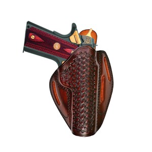 HK 45, VP9, P30 Leather Holster - H&K Leather Holster - Genuine Leather - Fast Draw - 3 Slot Belts - Basket Weave