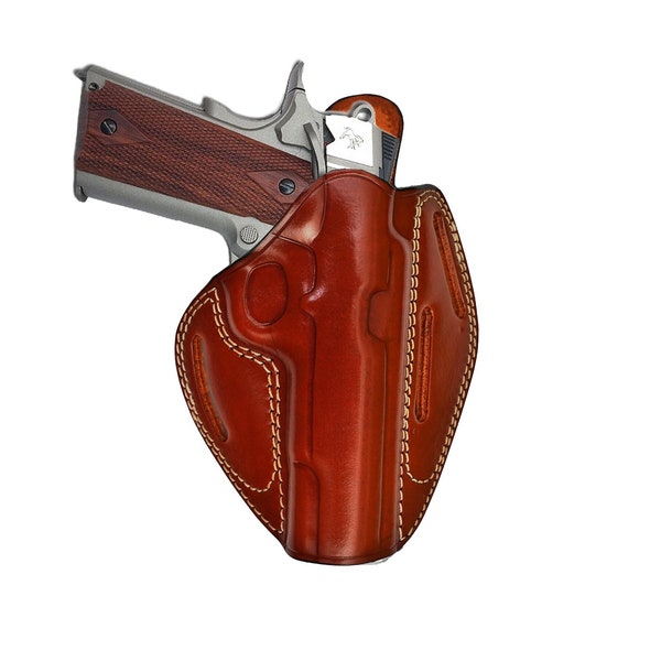 Colt 1911 Leather Holster - 3 Slot Style - Fast Draw - Genuine Leather