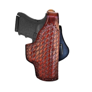 Paddle Leather Holster For Sig Sauer P226, P365, P229, P320, P250, P238, P239, P938, 1911 - Basket Weave - Genuine Leather