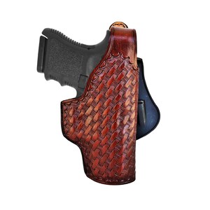 Taurus G2 PT111, G2C, G2S Paddle Leather Holster - Basket Weave, Brown or Black, Genuine Leather